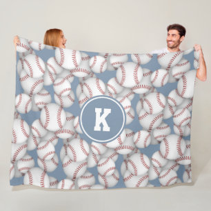 boys girls baseball softball pattern monogrammed fleece blanket