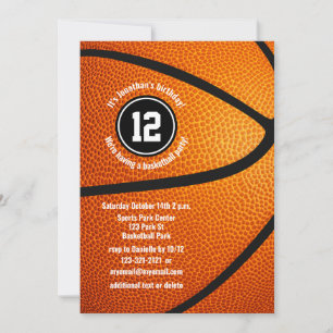 boys girls basketball birthday team celebration  invitation