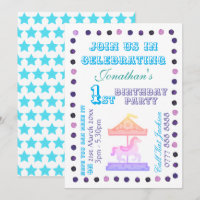 Boys/Girls B'day Party Invitation - Carousel Theme