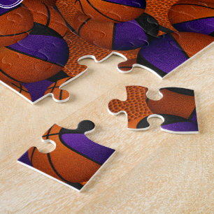 boys girls black purple basketball team colours jigsaw puzzle