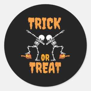 Boys Girls Dabbing Pumpkin Skeleton Zombie Costume Classic Round Sticker