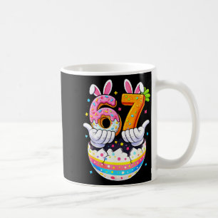 Boys girls easter eggs funny bunny six seven 67 coffee mug