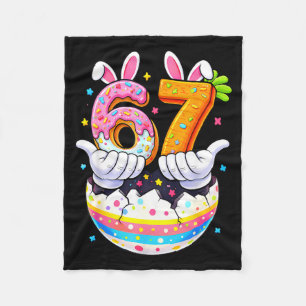Boys girls easter eggs funny bunny six seven 67 fleece blanket