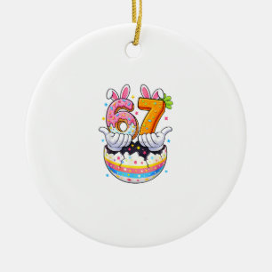 Boys Girls Easter Eggs Funny Bunny Six Seven 67 Me Ceramic Ornament