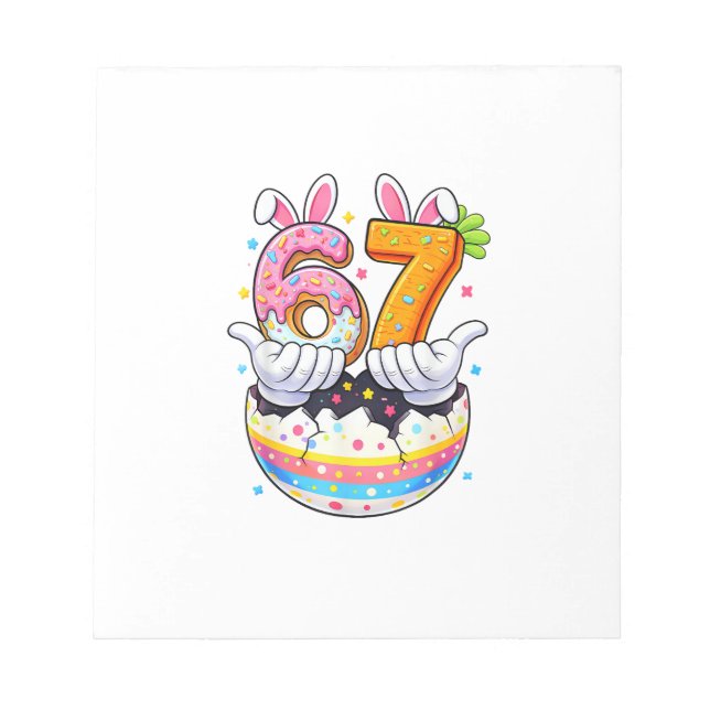Boys Girls Easter Eggs Funny Bunny Six Seven 67 Me Notepad (Front)