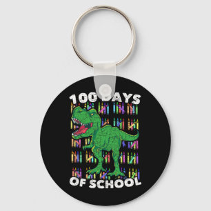 Boys Girls Kids Student T Rex 100 Days Of School Key Ring