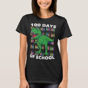 Boys Girls Kids Student T Rex 100 Days Of School T-Shirt
