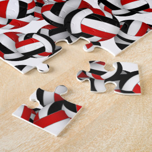 boys girls name red black volleyball team colours jigsaw puzzle
