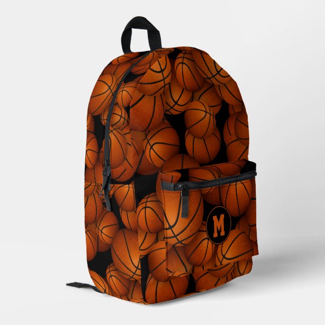 boys girls personalised basketballs pattern printed backpack (Back Corner Left)