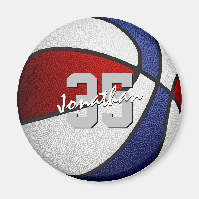 boys girls red blue basketball team colours  magnet (Front)