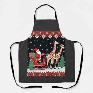 Boys Girls Santa Claus Riding Giraffe Sleigh Ugly Apron