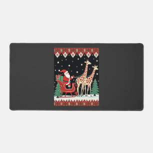 Boys Girls Santa Claus Riding Giraffe Sleigh Ugly Desk Mat