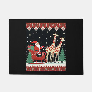 Boys Girls Santa Claus Riding Giraffe Sleigh Ugly Doormat
