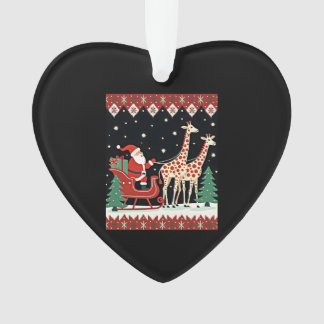 Boys Girls Santa Claus Riding Giraffe Sleigh Ugly  Ornament