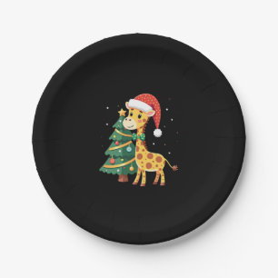 Boys Girls Santa Claus Riding Giraffe Sleigh Ugly Paper Plate