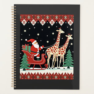 Boys Girls Santa Claus Riding Giraffe Sleigh Ugly Planner