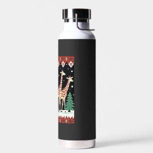 Boys Girls Santa Claus Riding Giraffe Sleigh Ugly Water Bottle