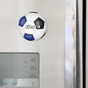 boys girls soccer blue black team colours magnet