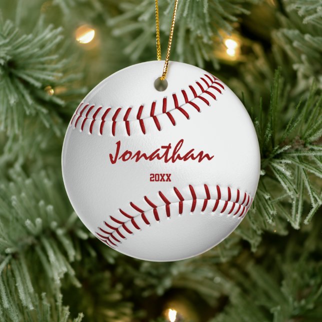 boys girls sports gifts baseball softball ceramic ornament (Tree)