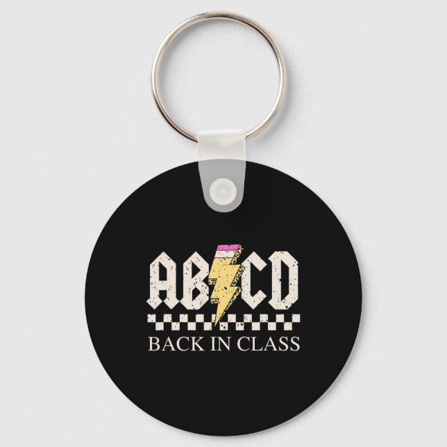 Boys Girls Teachers Rock Back to School ABCD Back  Key Ring (Front)