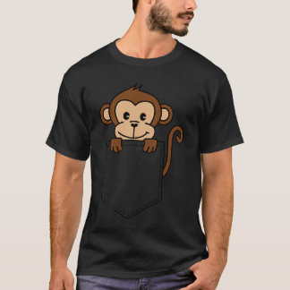 Boys Girlsoddler Cute Zoo Animal Monkey in Pocket  T-Shirt