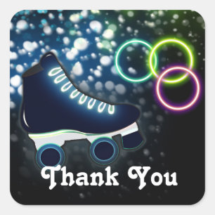 Boys Glow Roller Skate Birthday Party Sticker