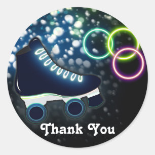 Boys Glow Roller Skate Birthday Party Sticker