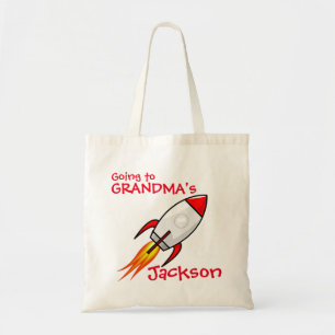 Boys Going to Grandma Overnight Bag- Rocket Tote Bag