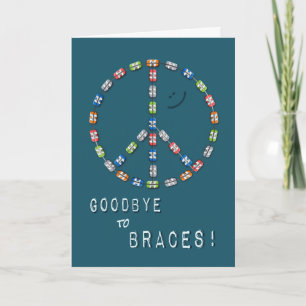 Boys Goodbye to Braces Congratulations Peace Sign Card