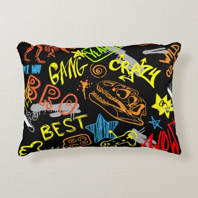 Boys' Graffiti: Hand Drawn Coolness Decorative Cushion (Front)