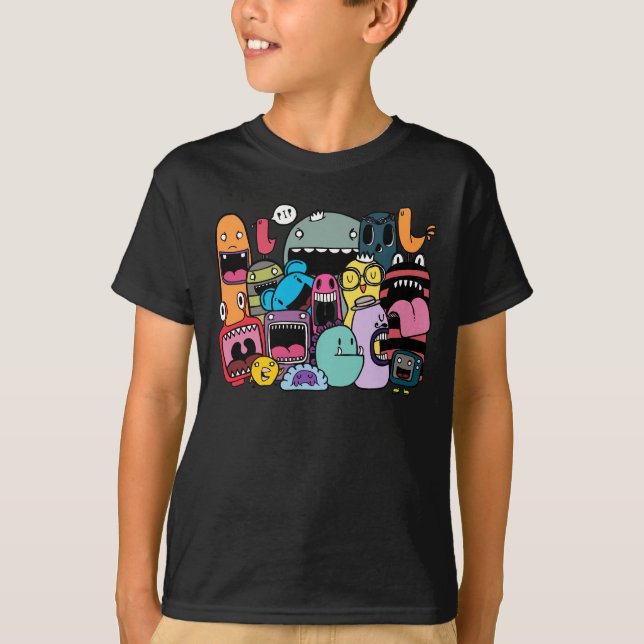 Boys Graffiti Monster Mash Illustration T-Shirt (Front)