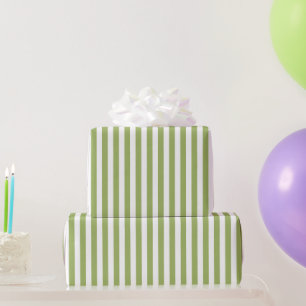 Boys Green Stripes Kids Birthday Wrapping Paper