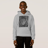 Boys Grey Hoodies Animal Lion Face Front Print (Front Full)