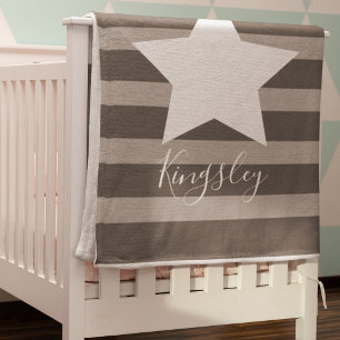 Boys Grey Star Baby Milestone Fleece Blanket