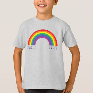 Boy's Grey T-Shirt Rainbow Jesus Saves
