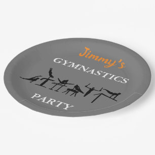Boys Gymnastics Birthday Party Plates w/ His Name