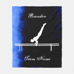 Boys Gymnastics Black, Blue, White w/ Team Name Fleece Blanket