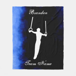 Boys Gymnastics Black, Blue, White w/ Team Name Fleece Blanket