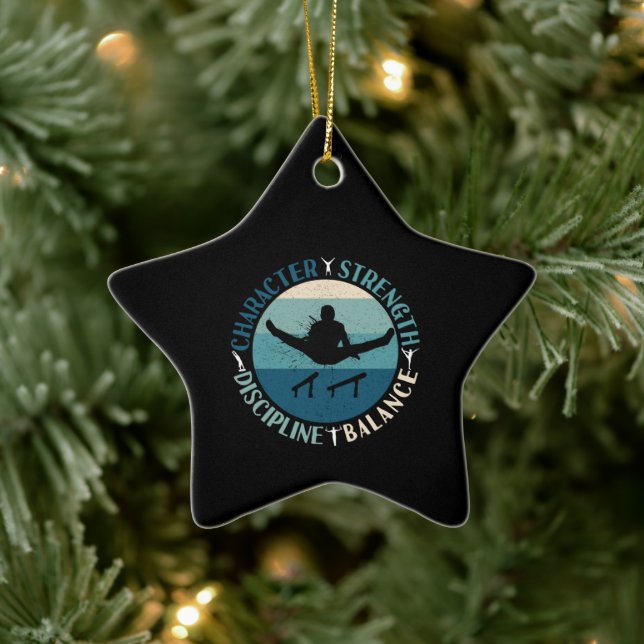 Boys Gymnastics Character Strength Discipline Ceramic Ornament (Tree)