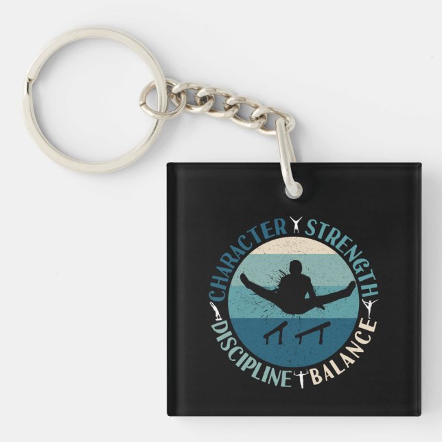 Boys Gymnastics Character Strength Discipline Key Ring (Front)