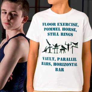 Boys Gymnastics Events T-Shirt w/ His Name on Back