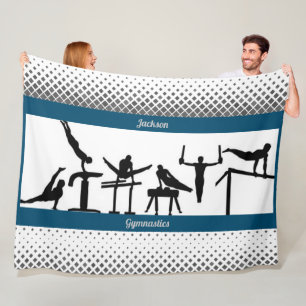 Boys Gymnastics Fleece Blanket w/ His Name