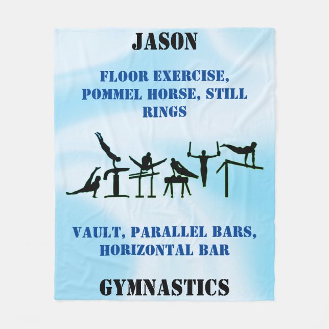 Boys Gymnastics Personalised Fleece Blanket (Front)