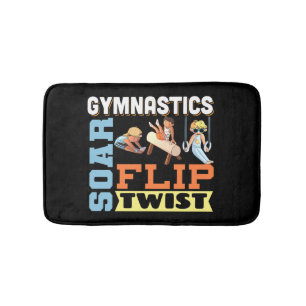 Boys Gymnastics Quote - Soar Flip Twist  Bath Mat