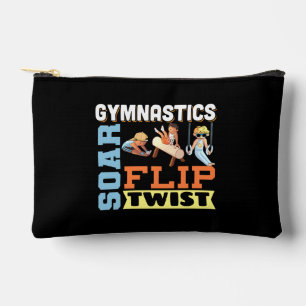 Boys Gymnastics Quote - Soar Flip Twist  Card Accessory Pouch