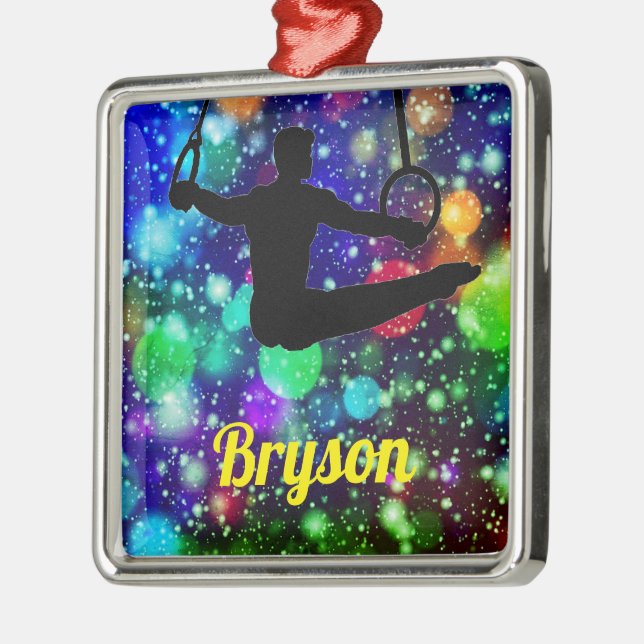Boys Gymnastics Rings  Metal Ornament (Left)