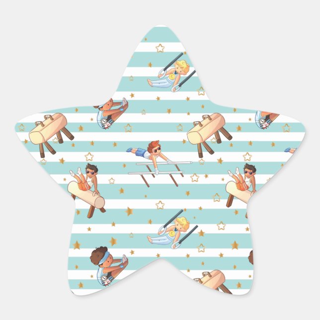 Boys Gymnastics Rings Parallel Bars Pommel Horse  Star Sticker (Front)
