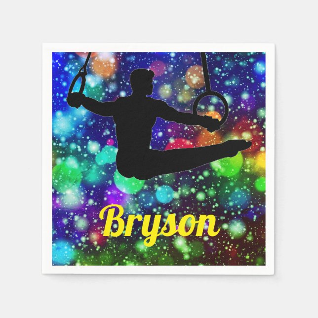 Boys Gymnastics Rings Party  Napkin (Front)