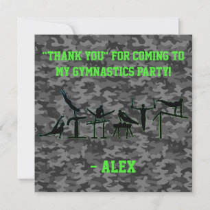 BOYS GYMNASTICS "THANK YOU" PARTY CARD