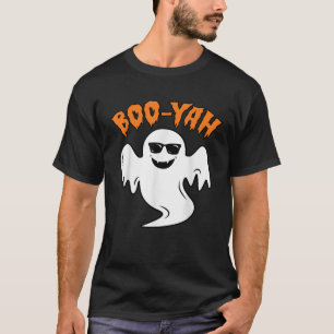 Boys Halloween Ghost Boo Yah Funny Spooky Retro Bo T-Shirt
